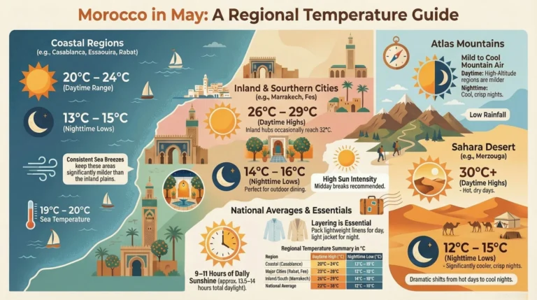 Infographic,Morocco Weather in may Family Weather Guide