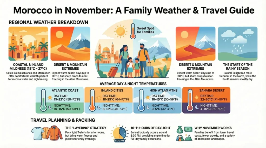 Infographic,Morocco November Family Weather Guide