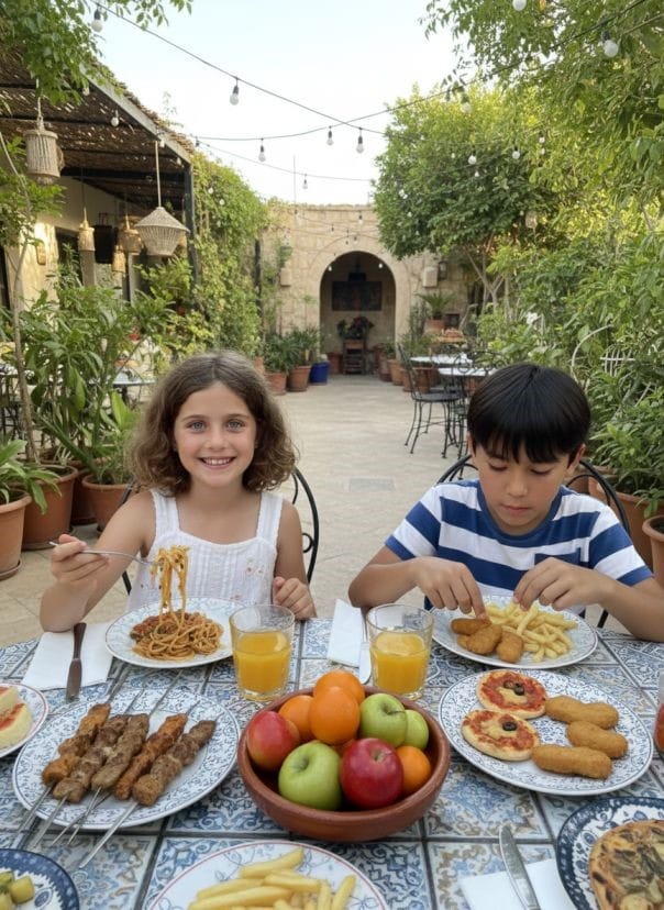 childrents eating in morocco,moroccan food