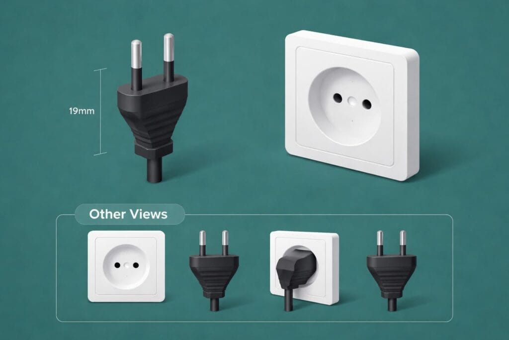 What does plug type C look like?.Morocco electrical plug type