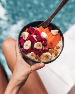fruits in bowl.Morocco vegan