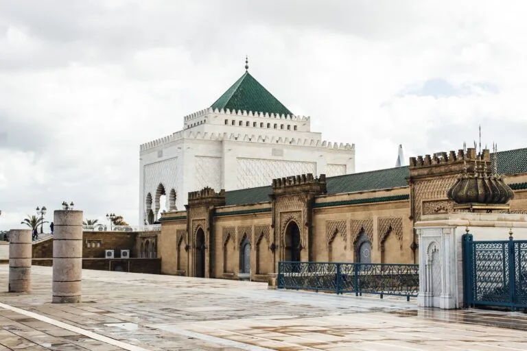 Stunning view of Mausoleum of Mohammed V with traditional architecture in Rabat, Morocco.