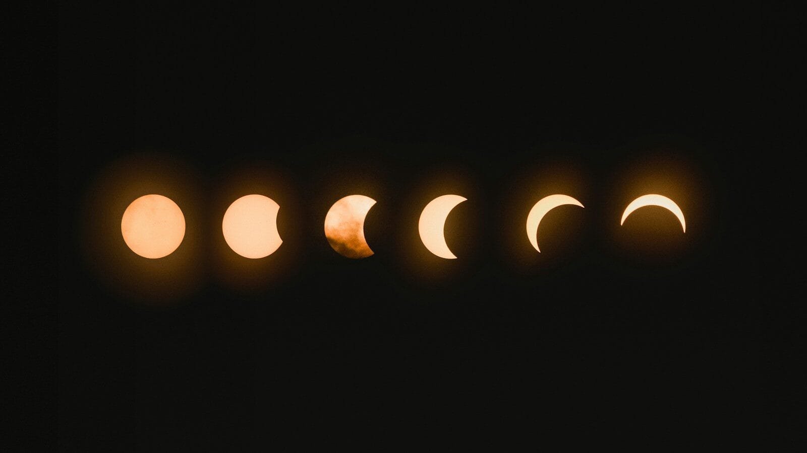 Six phases of a solar eclipse in a horizontal row against a black sky.10 Day Morocco Family