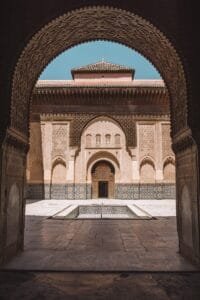 Medersa Ben Youssef during daytime.autistic child