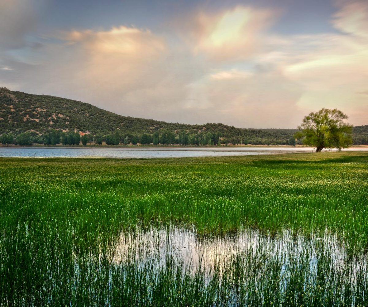 Enchanting landscape of Dayet Aoua Lake in Ifrane, Morocco, featuring lush greenery and serene waters.4 days tour from marrakech to fes