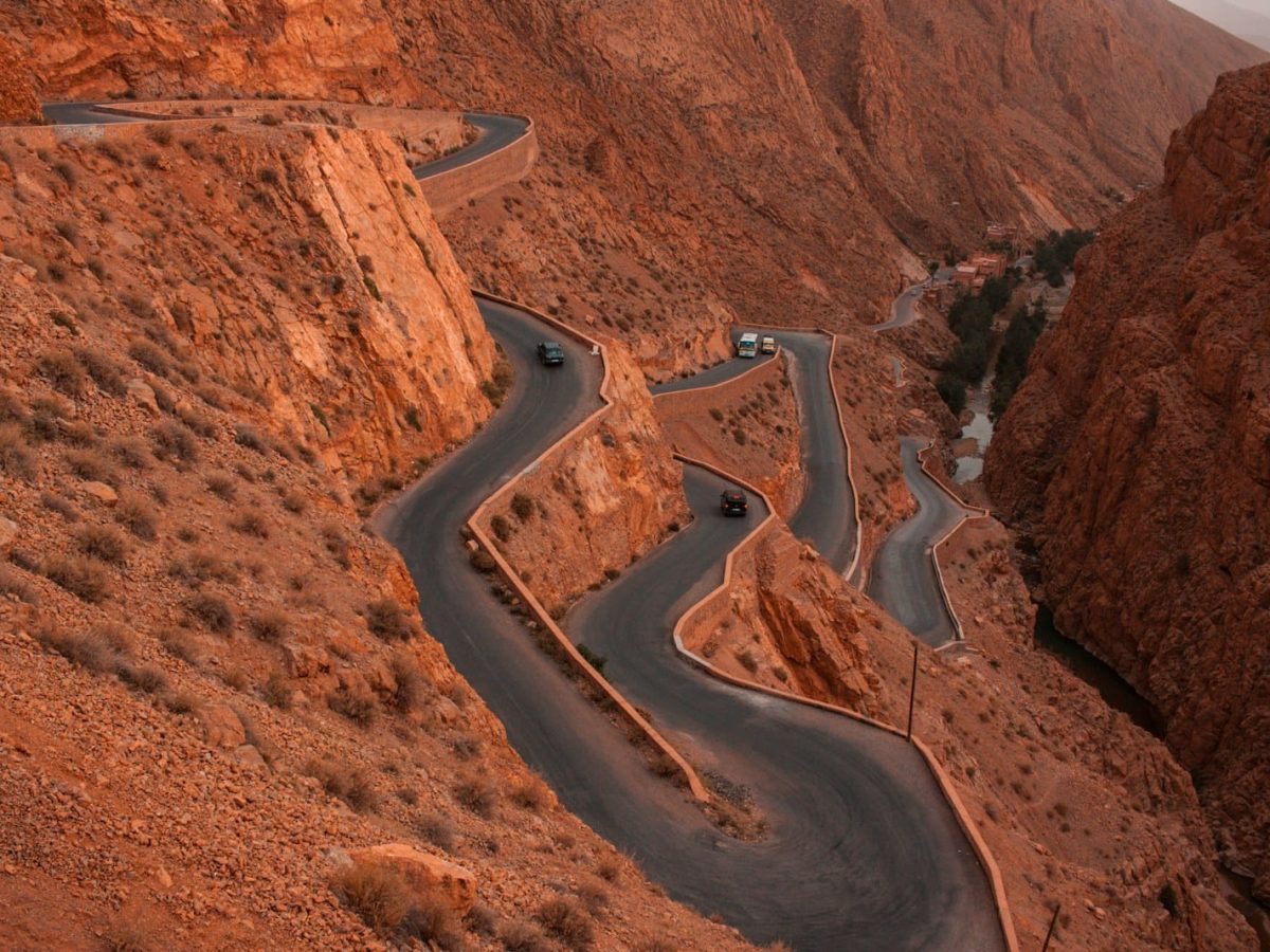 vehicles on canyon road,9 days tour from casablanca