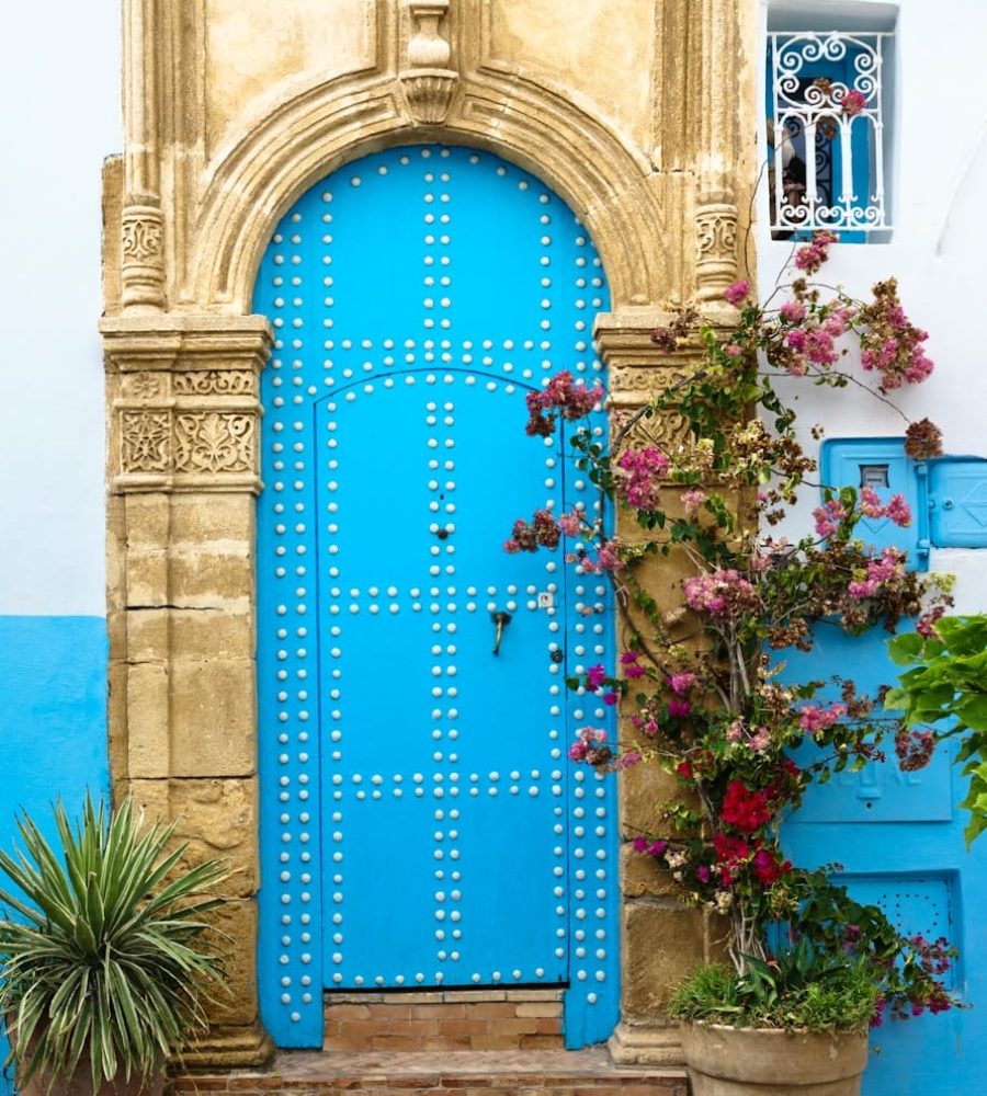 blue and white metal door,how we work