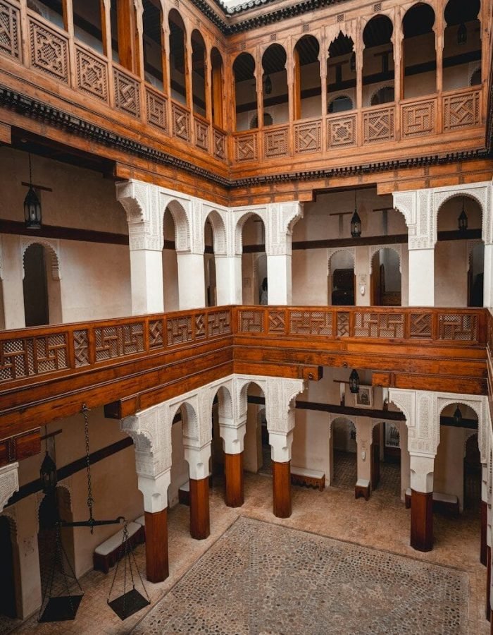 a large building with a clock on the wall