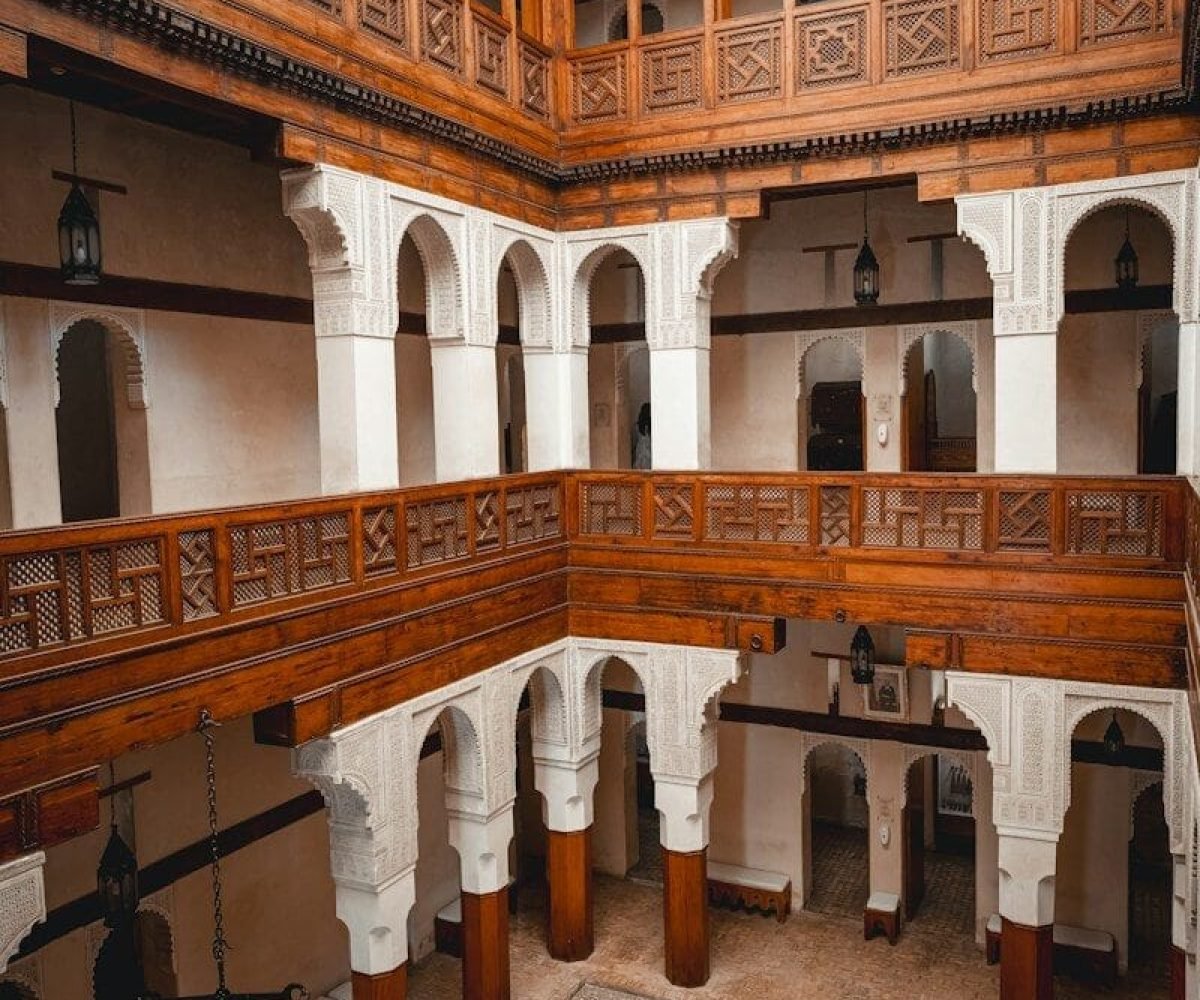 a large building with a clock on the wall